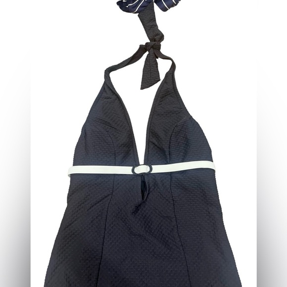 NWOT Jatzen Vintage One Piece Swim Suit Black Halter Top Size 12 Summer Swimwear - Picture 3 of 9